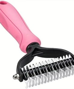 Double-Sided Undercoat Rake Brush - Professional Pet Grooming Tool, Effectively Removes Loose Undercoat and Shedding Hair